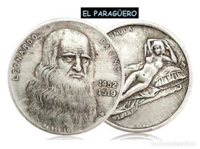 Monedas antiguas de América: MEDALLA TIPO MONEDA PLATA ( HOMENAJE A LEONARDO DAVINCI Y MAJA DESNUDA ) Nº1